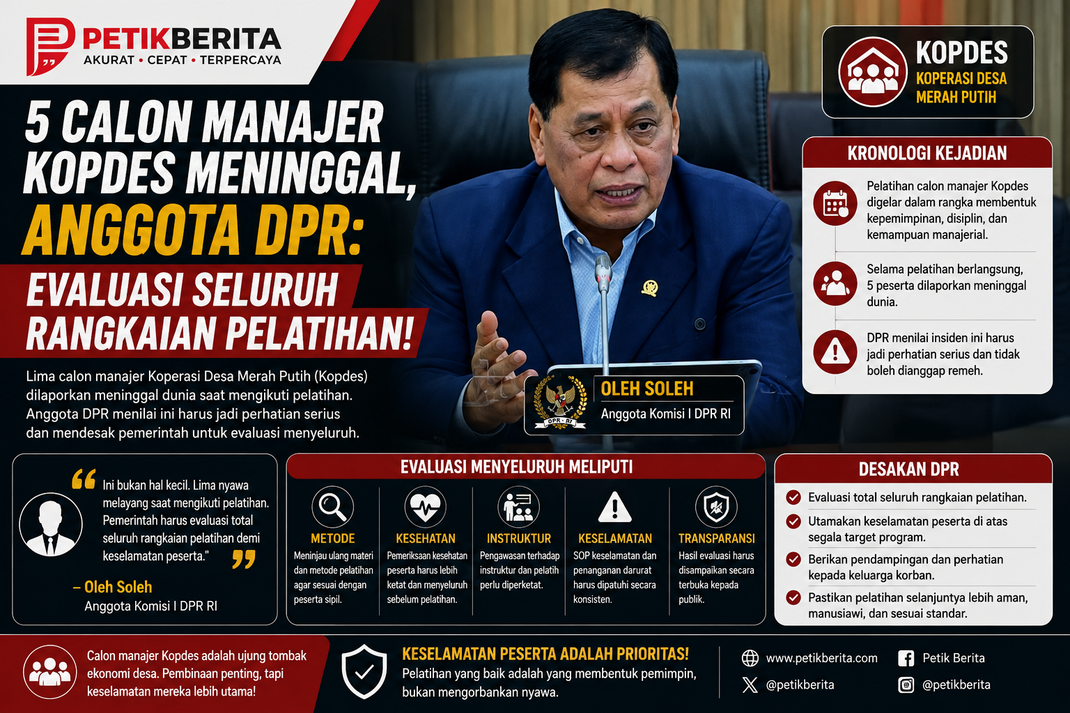 Lima Peserta Kopdes Meninggal, DPR Desak Evaluasi Total Pelatihan Calon Manajer