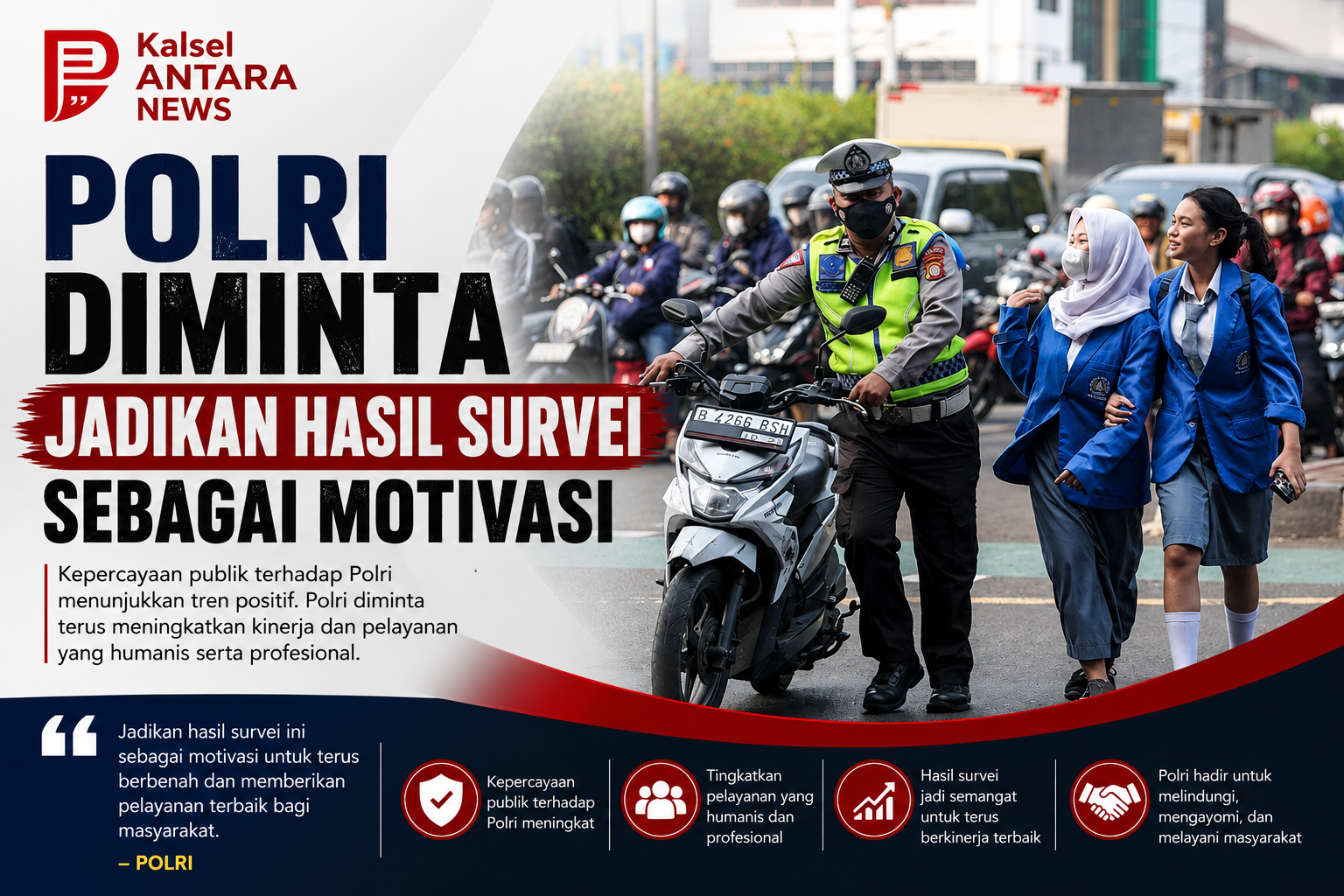 Polri diminta jadikan hasil survei sebagai motivasi