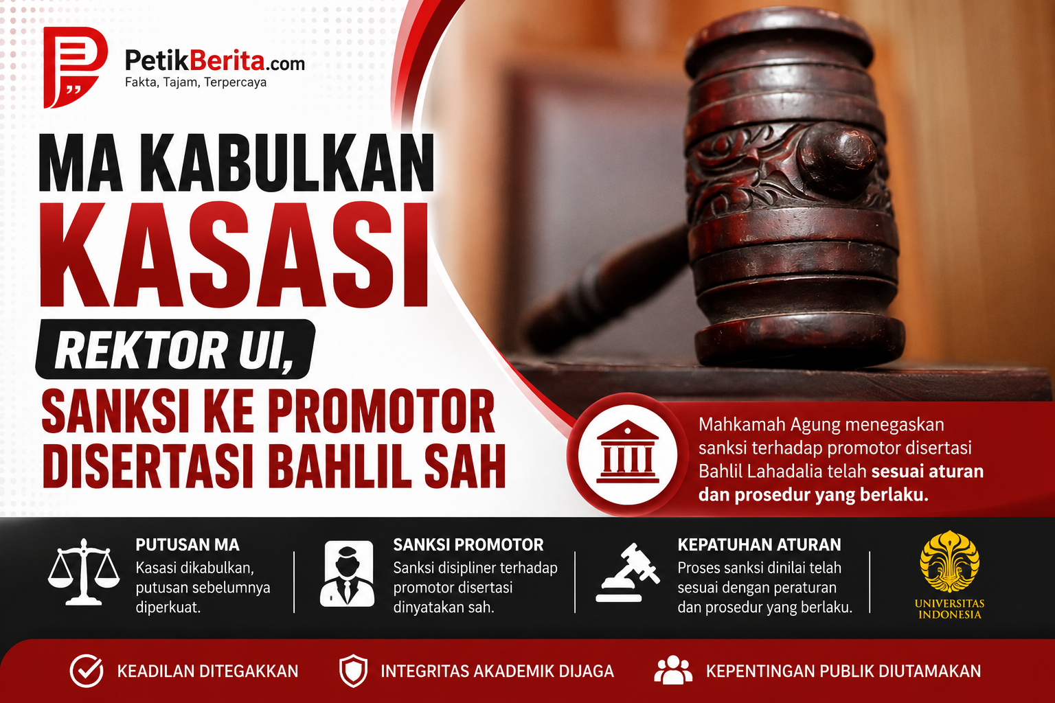 MA Kabulkan Kasasi Rektor UI, Sanksi ke Promotor Disertasi Bahlil Sah