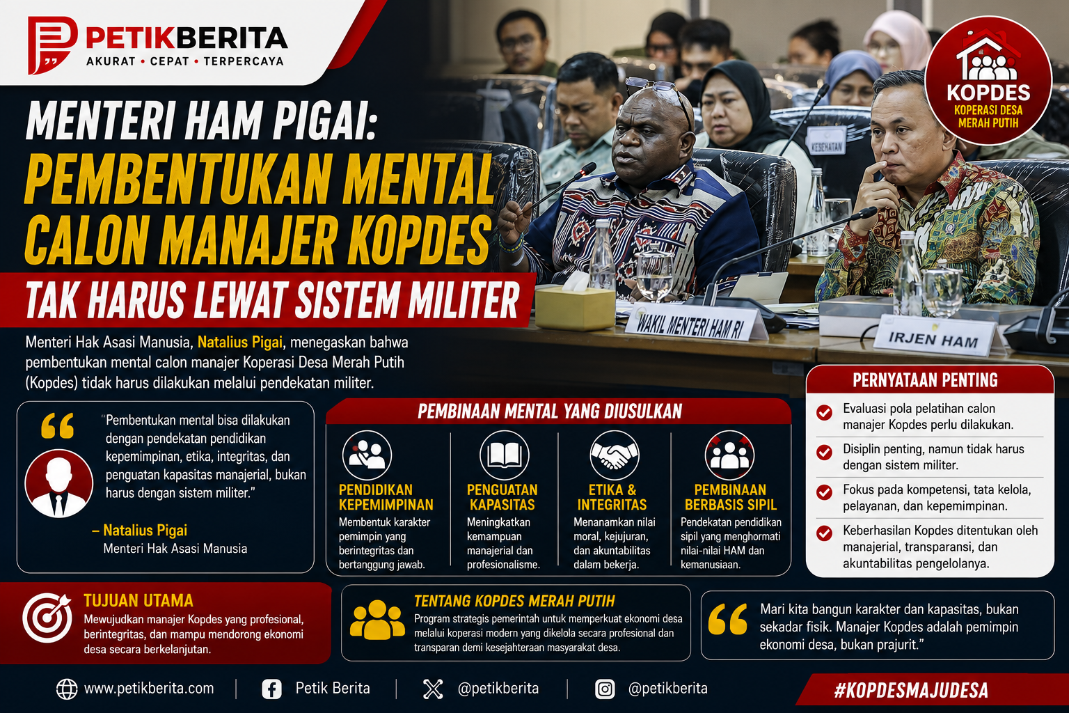 Menteri HAM Dorong Pembinaan Manajer Kopdes Berbasis Kepemimpinan, Bukan Pendekatan Militer