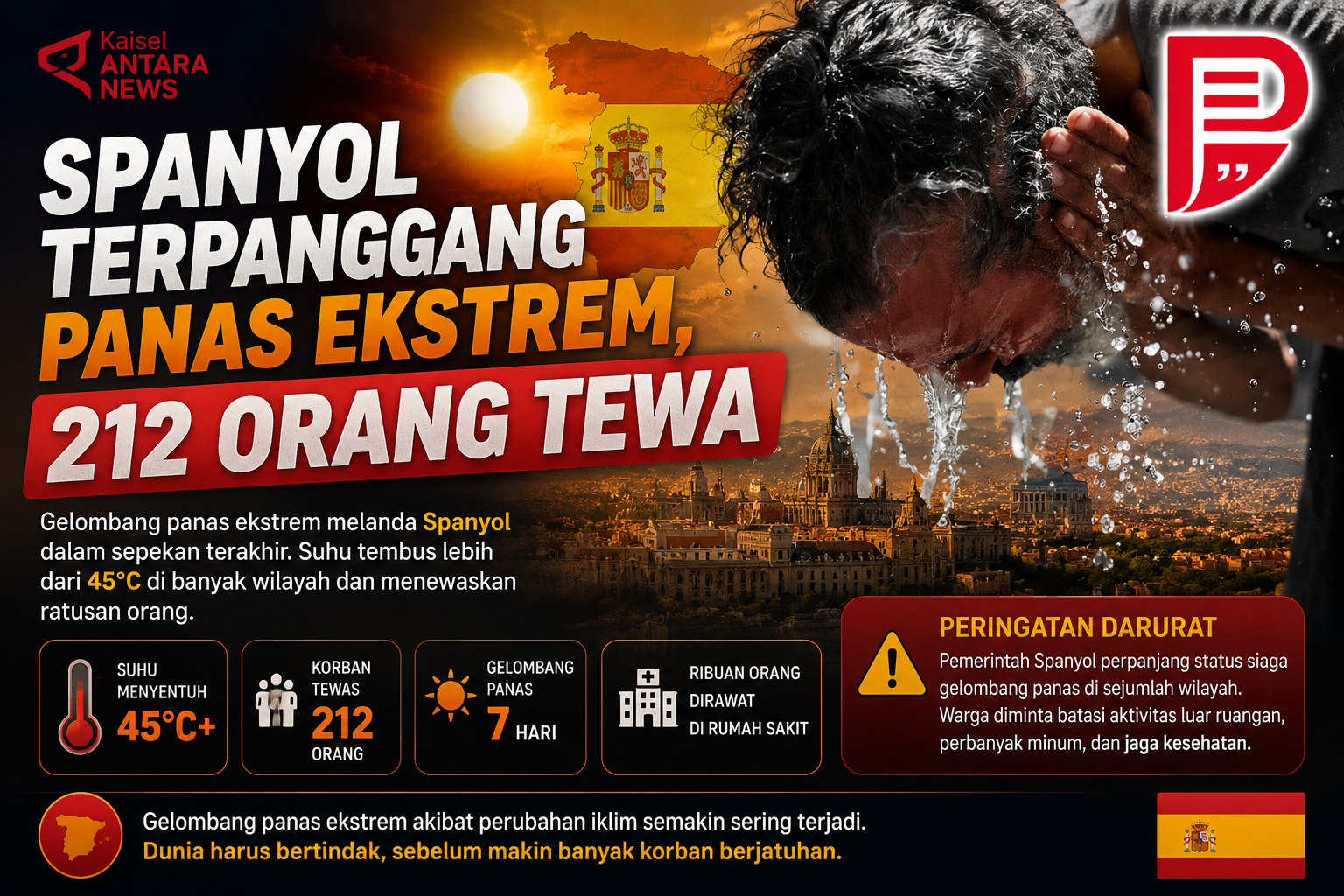 Spanyol Terpanggang Panas Ekstrem, 212 Orang Tewa