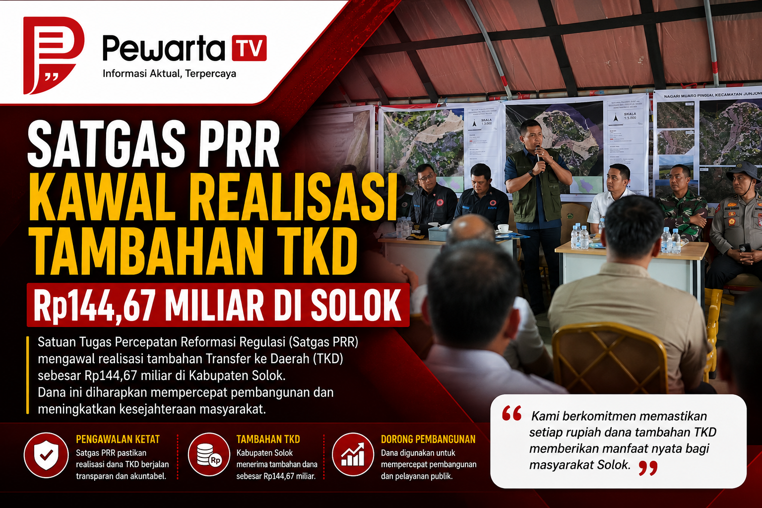 Satgas PRR kawal realisasi tambahan TKD Rp144,67 miliar di Solok