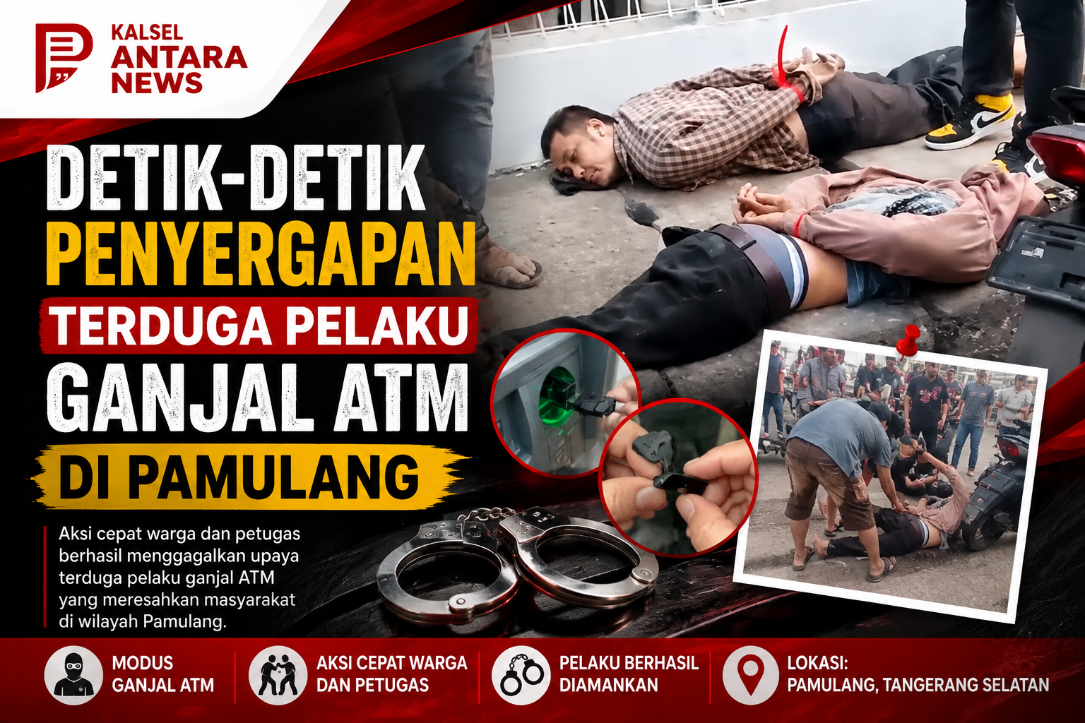 Detik-detik Penyergapan Terduga Pelaku Ganjal ATM di Pamulang