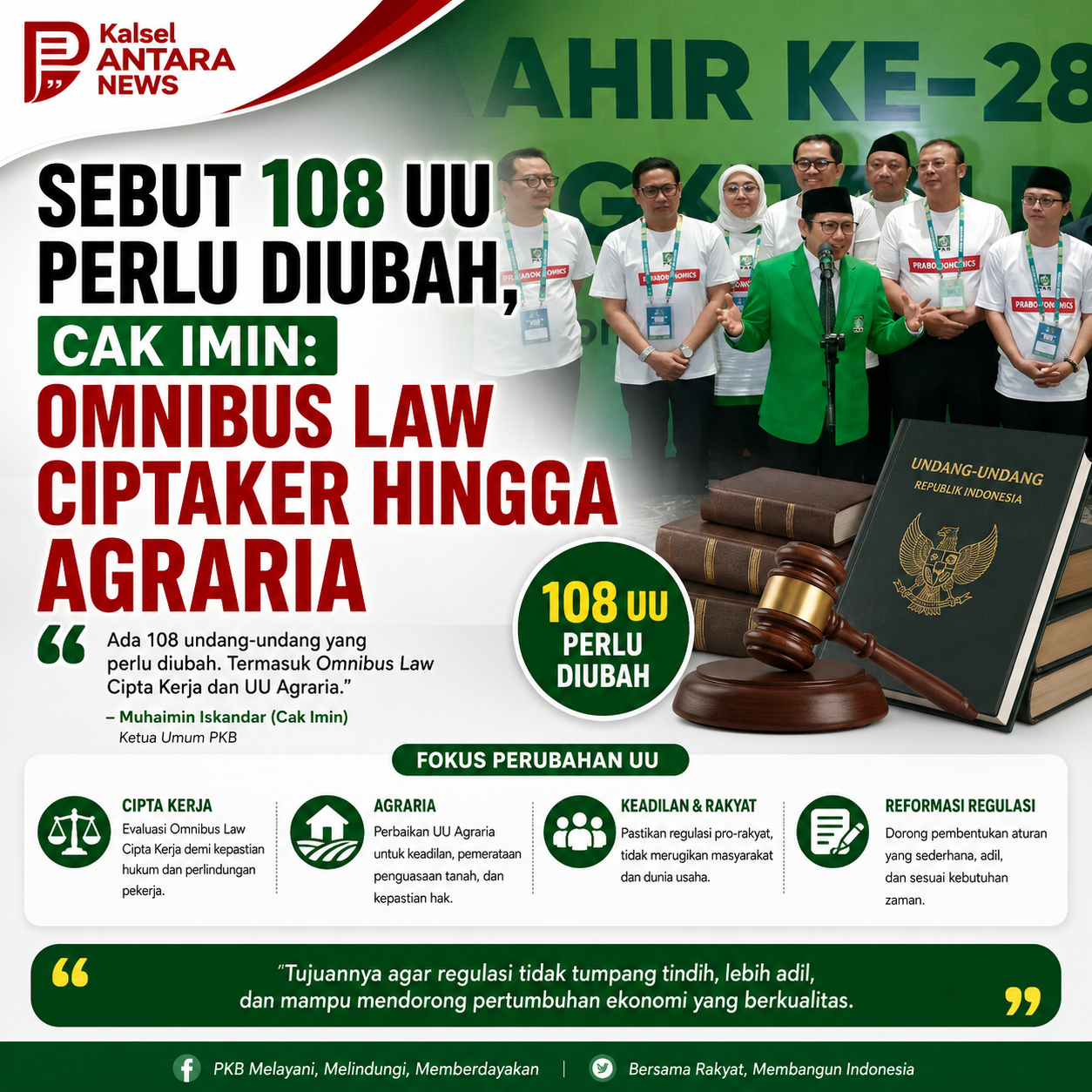 Sebut 108 UU Perlu Diubah, Cak Imin: Omnibus Law Ciptaker hingga Agraria