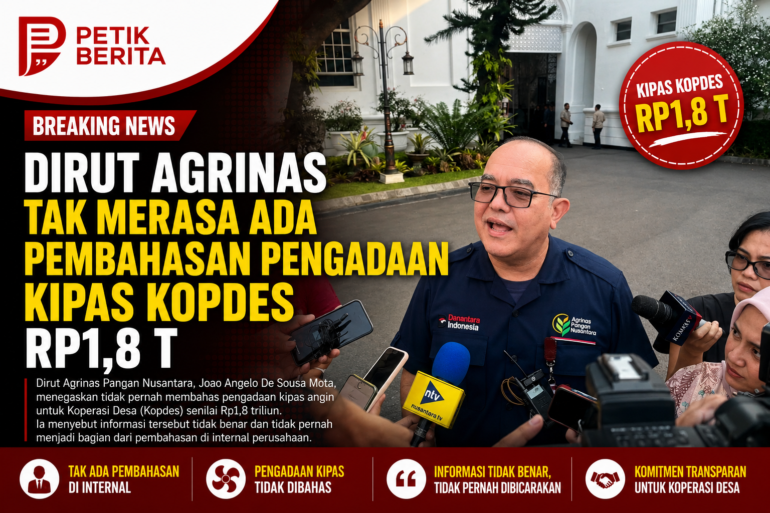 Dirut Agrinas tak merasa ada pembahasan pengadaan kipas Kopdes Rp1,8 T