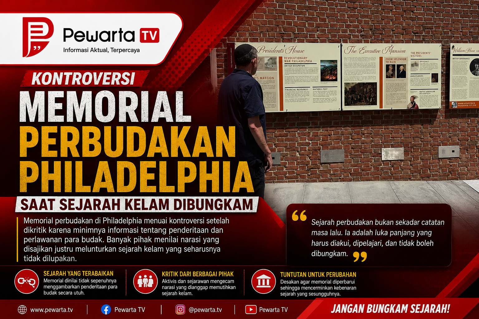 Kontroversi Memorial Perbudakan Philadelphia, Saat Sejarah Kelam Dibungkam