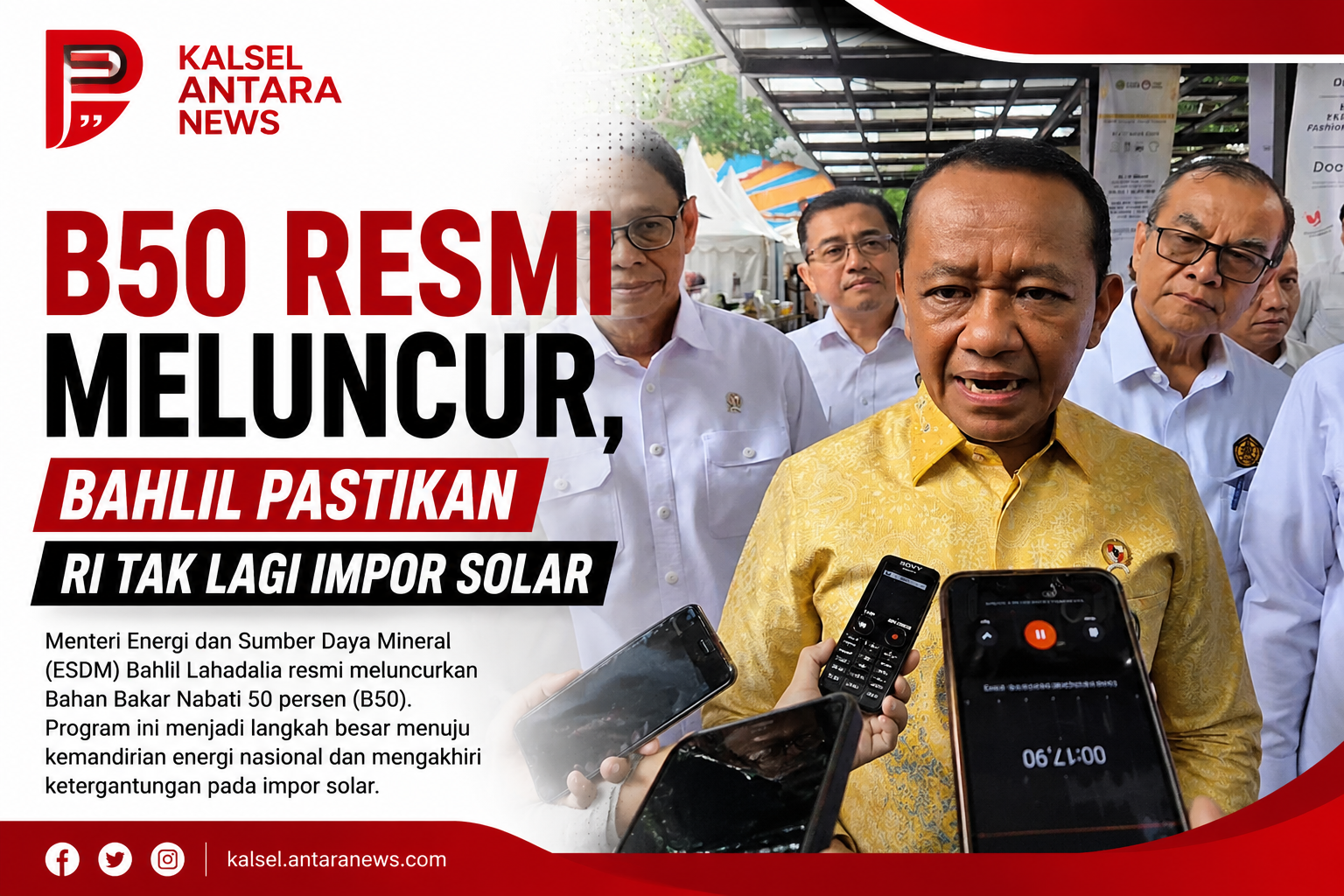 B50 Resmi Meluncur, Bahlil Pastikan RI Tak Lagi Impor Solar