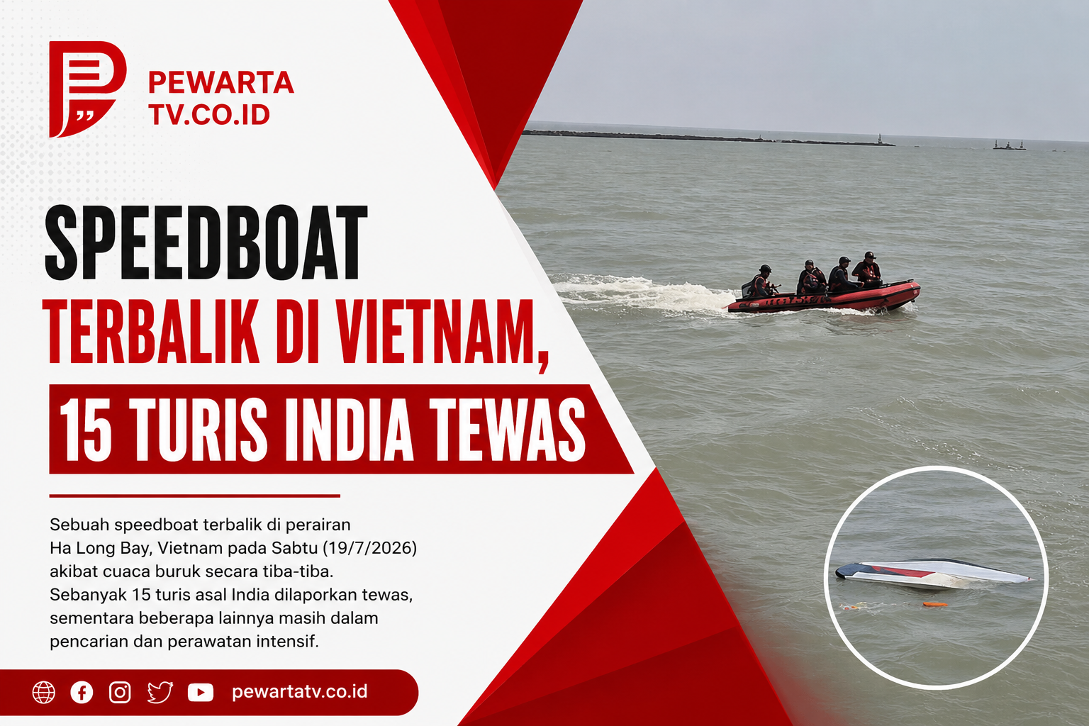 Speedboat Terbalik di Vietnam, 15 Turis India Tewas