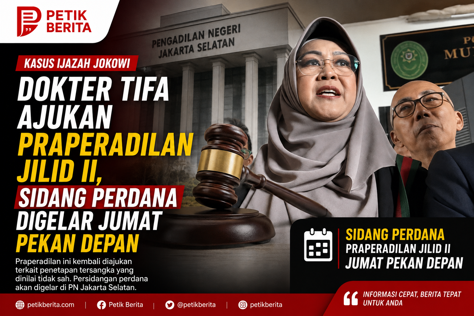 Dokter Tifa Ajukan Praperadilan Jilid II, Sidang Perdana Digelar 28 Agustus