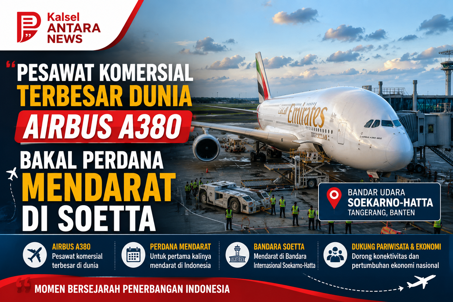 Pesawat Komersial Terbesar Dunia Airbus A380 Bakal Perdana Mendarat di Soetta