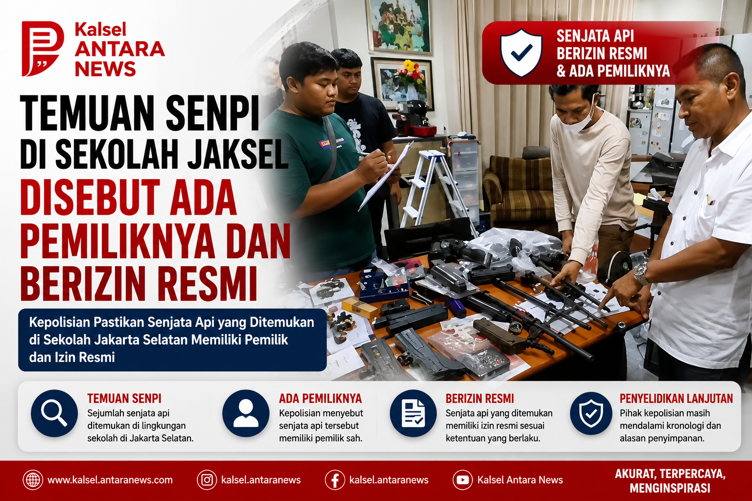 Temuan Senpi di Sekolah Jaksel Disebut Ada Pemiliknya dan Berizin Resmi