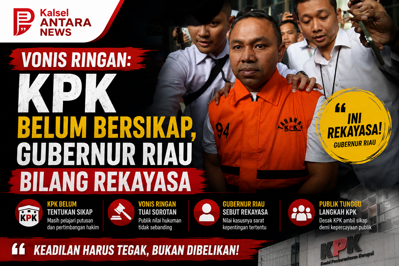 Vonis Ringan: KPK Belum Bersikap, Gubernur Riau Bilang Rekayasa