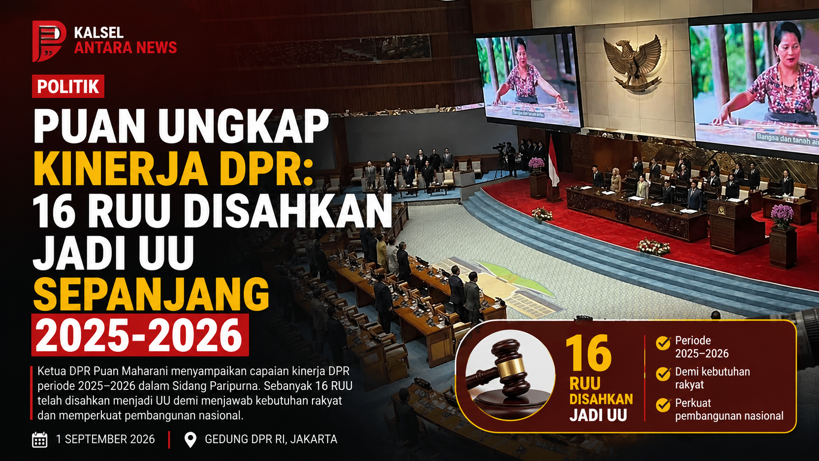Puan Ungkap Kinerja DPR: 16 RUU Disahkan Jadi UU Sepanjang 2025-2026