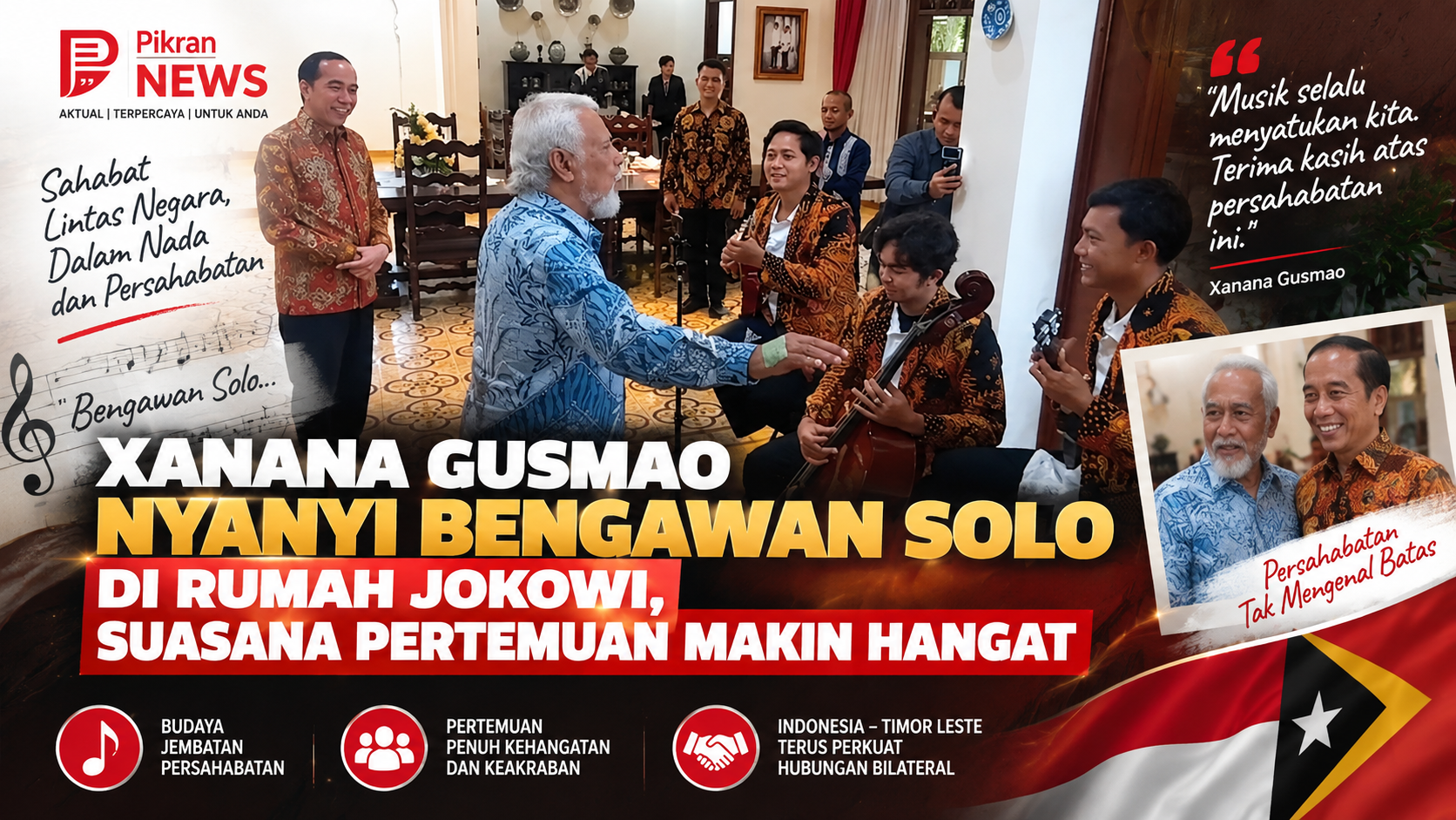 Xanana Gusmao Nyanyi Bengawan Solo di Rumah Jokowi, Suasana Pertemuan Makin Hangat